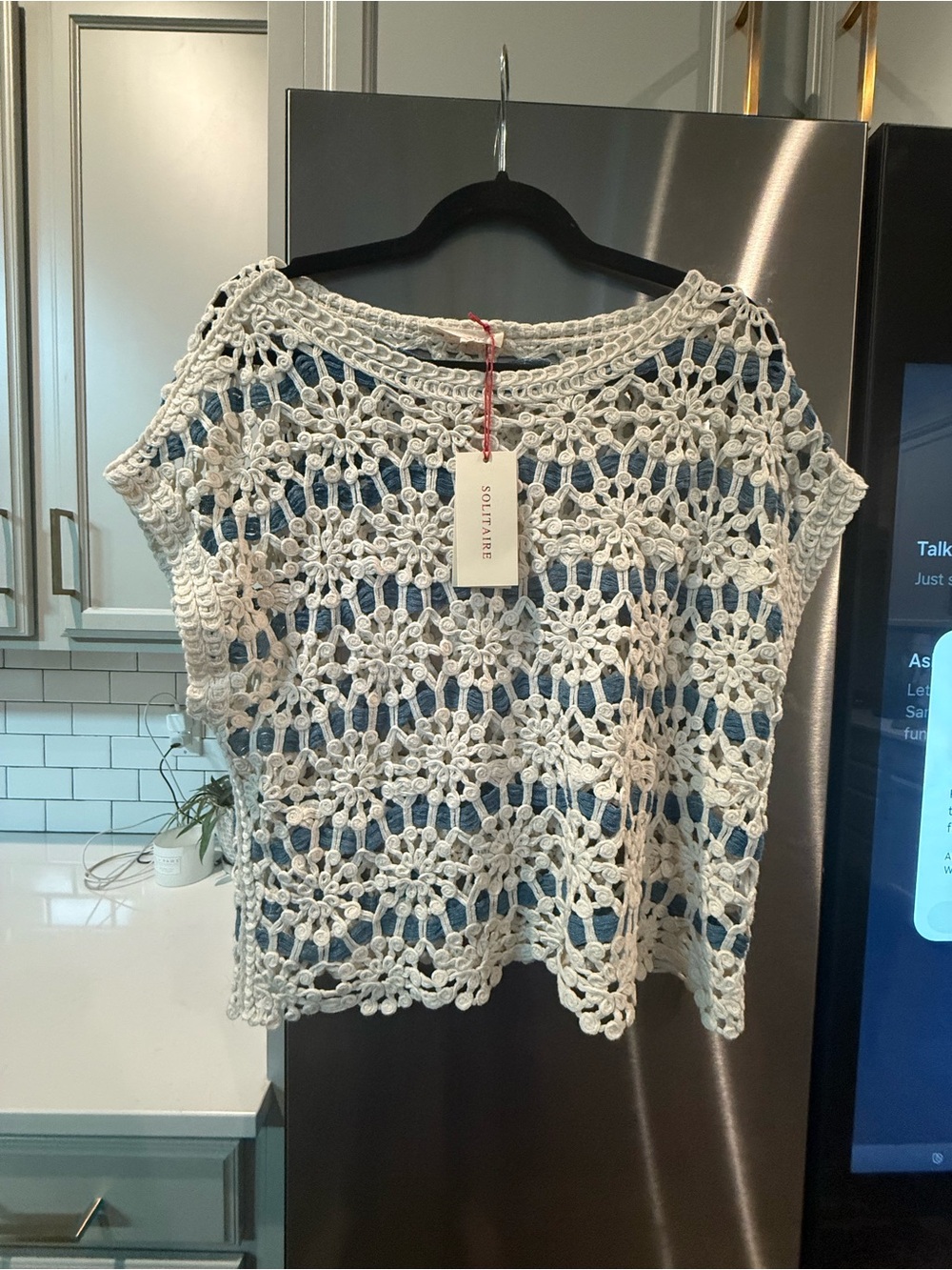 Aritzia White Crochet Floral Overlay Top